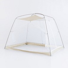 BYMOM 帳篷式無底蚊帳 基本款+防塵用收納袋組, 淺褐色