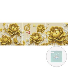 ARTJOY DIY寶石十字繡畫布款三件組, 黃金牡丹金畫, 1套