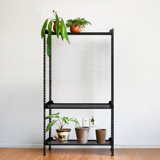 아임랙 조립식 철제 녹방지 화분 슬림랙 + 휨방지보강대 3p 세트 800 x 250 x 1500 mm, 무드블랙, 3단