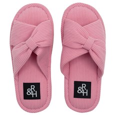 燈芯絨蝴蝶結室內拖鞋, 粉紅色, 1個