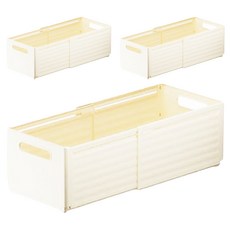 伸縮收納箱, 大(28~48 x 20 x 15cm), 白色, 3盒