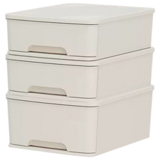 品屋 內衣收納盒 抽屜式內衣褲襪收納箱 可堆疊衣物整理盒, 30 x 23 x 29cm, 米白, 1組