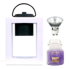 YANKEE CANDLE 香氛檸檬薰衣草蠟燭+蠟燭暖燈+燈泡, 白色（蠟燭加熱器）