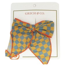 Grech&Co 蝴蝶結髮夾 髮飾, 中, 格紋黃