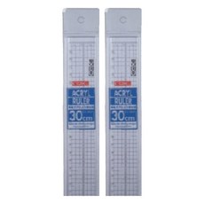 CoX 三燕興業 方眼壓克力直尺 CS-3001 30cm, 2個, 透明色
