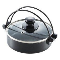 PEARL LIFE 珍珠金屬 Petit Cook 玻璃蓋壽喜燒鍋 IH適用, 16cm, 黑色, 1個