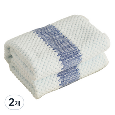 Sonio 條紋柔軟沐浴浴巾 大 280g 聚酯纖維, 05 藍色, 2個