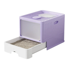 iCat 寵喵樂 特大號經典款高邊抽屜式貓砂盆 紫色, 38 x 48 x 37cm, 1個