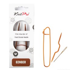 KnitPro 木質輪針 40cm*3.5mm+防解別針+麻花針+毛線縫針, 木杆, 1組