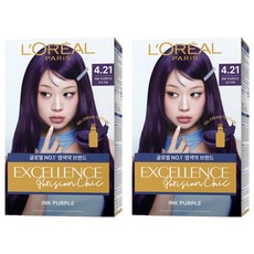 로레알파리 엑셀랑스 파리지앵 시크 라이트닝 톤업 염모제, 4.21호 잉크 퍼플, 2개