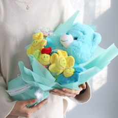 모리앤 케어베어 홀로그램 인형 꽃다발 + 조명 세트, 민트, 1개