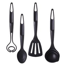 Nineware 料理用具組 黑色 4款, 1組, 炒菜勺+量勺+鍋鏟+湯勺, 單色