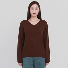 엘쏘 여성용 소프트 여리 브이넥 간절기 이너 니트 긴팔 티셔츠