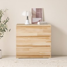 가이온 우드 3단 삼나무 원목서랍장 800 방문설치, 내추럴, 3개