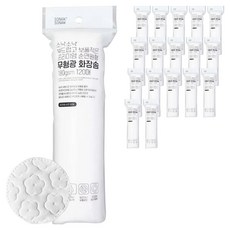 소낙소낙 부드럽고 보풀적은 프리미엄 순면원형 무형광 화장솜 180gsm, 18개, 120매입