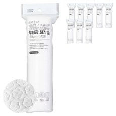 소낙소낙 부드럽고 보풀적은 프리미엄 순면원형 무형광 화장솜 180gsm, 9개, 120매입