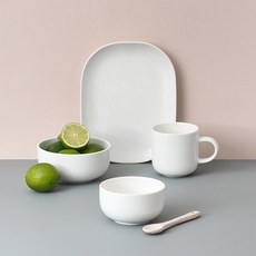 보울보울 레트로라인 1인 홈세트 4p, 밀크화이트, 공기 1p+대접 1p+머그300ml 1p+오발플레이트 1p