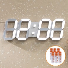 플라이토 하이브리드 유무선 C타입 인테리어 LED 벽시계 38cm + 배터리 6p 세트, 화이트