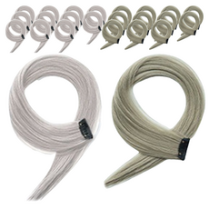 타이탄 포인트 헤어 브릿지 똑딱이 컬러 피스 부분 가발, 실버 2개, 애쉬카키 2개, 6개