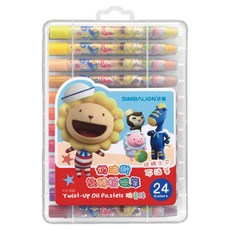SIMBALION 雄獅 奶油獅 旋轉粉蠟筆 24色, 旋轉出芯，不沾手，顏色飽和鮮明, 1盒