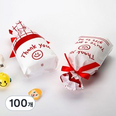 인디케이 스마일 리본 비닐봉투, 100개, 레드