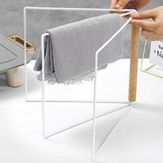 피키픽스 3단 접이식 행주걸이, 1개, 화이트 + 우드브라운