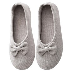 HOME ALICE 蝴蝶結軟底防滑室內鞋, 灰色, 1雙