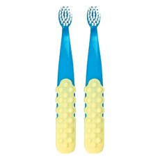 RADIUS 雷迪兒 兒童按摩牙刷，3歲以上適用，超軟刷毛, 藍色 + 黃色, 1入, 2支