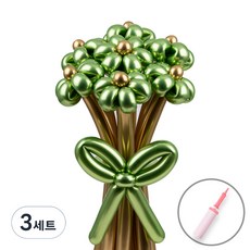 셈퍼텍스 요술풍선 데이지 튤립 꽃다발 만들기 + 손펌프 세트, 리플렉스 라임그린, 3세트
