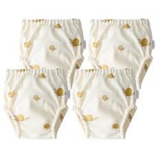 조이멀티 아동용 크림패턴 공룡 배변훈련팬티, 레몬, 4개