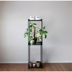 아임랙 조립식 철제 녹방지 화분선반 슬림랙 400 x 400 x 1500 mm, 무드블랙, 3단