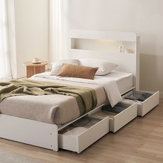 스칸디아 앤디 LED 3단 수납 침대 프레임 단품 방문설치, 화이트