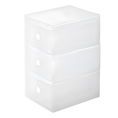 磨砂抽屜式桌面收納系列 -03.抽屜收納, 白色, 3層