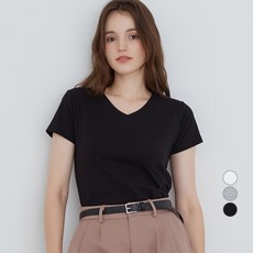 ELLE PARIS 여성용 통기성 여성용 스트레치 브이넥 반팔 티셔츠