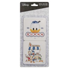 收納王妃 唐老鴨珪藻土杯墊 方 2個, 閃亮冰淇淋 白色, 1組