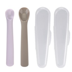 Dailylike Bonbon 嬰兒副食品湯匙2入 + 收納盒組, 薰衣草 & 可可, 1套