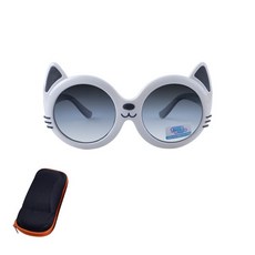 Vialeeco 兒童貓咪造型太陽眼鏡 白色+車子造型眼鏡收納盒