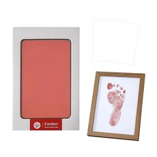 不髒手寵物嬰兒手印足跡印台 含紙卡x2+相框x1, 小, 紅色, 1組