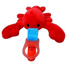 OhBabyLaugh 安撫玩偶 附矽膠奶嘴掛環+防掉夾, 2.5cm, 龍蝦, 1個