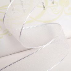 Pojangnet 珠光歐根紗緞帶 15mm, 01白色