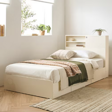 리바트 커먼베드 자녀가구 슬라이딩 선반형 도어 서랍형 침대 프레임 단품 방문설치, 화이트 + 화이트도어