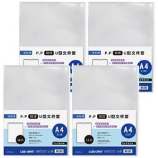 Lan CHYn 連勤牌文具 PP 直式U型文件套 LC-310U-A A4 12個, 超透白款, 4包