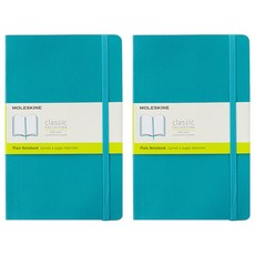 몰스킨 클래식 노트북 소프트 커버 Plain L 13 x 21 cm, 블루 리프, 2개