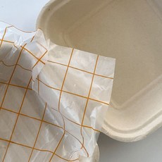 方形紙漿餐盒 20入+烘焙紙 米色大格紋 20入, 1套, 工藝