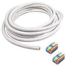 One Stop 裁切 VCTF 電線 白色 10m + 3P 槓桿式連接器 2p 套組 1.0SQ X 3C, 1套