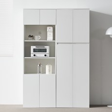 도모 오르딘 주방 키큰 멀티 + 오픈 수납장 세트 1200 방문설치, 화이트
