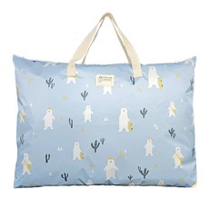 孩童幼稚園用滿版印花防水棉被收納袋, 4號 天藍色(北極熊款)
