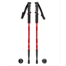 Outdoor Forest 3節超輕量登山杖 紅色 2入 + 收納袋組合, 1套