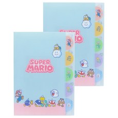sun-star L型A4五夾層資料夾 超級瑪利歐, 灰藍色, 2個