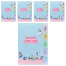 sun-star L型A4五夾層資料夾 超級瑪利歐, 灰藍色, 5個